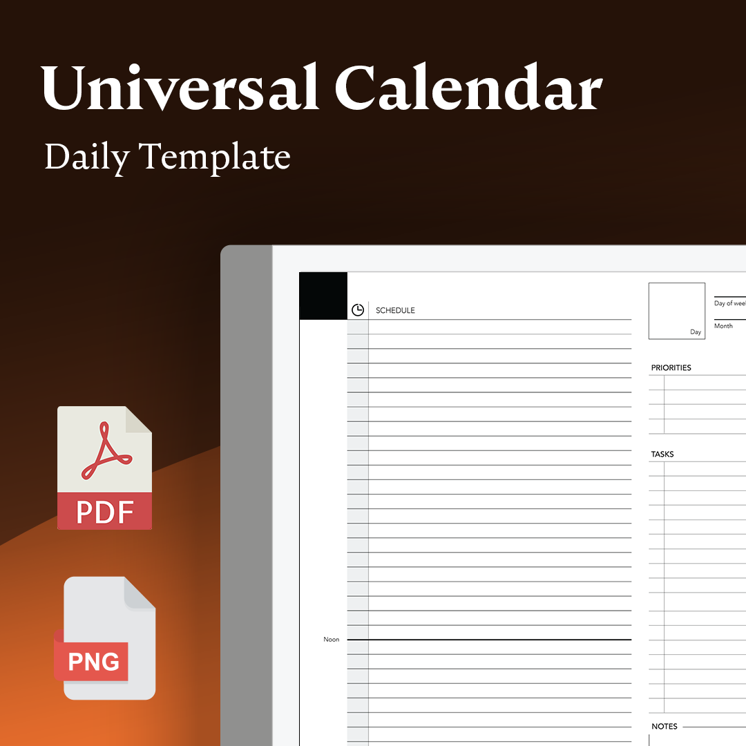 ReMarkable Tablet Universal Daily Calendar Template Einkpads