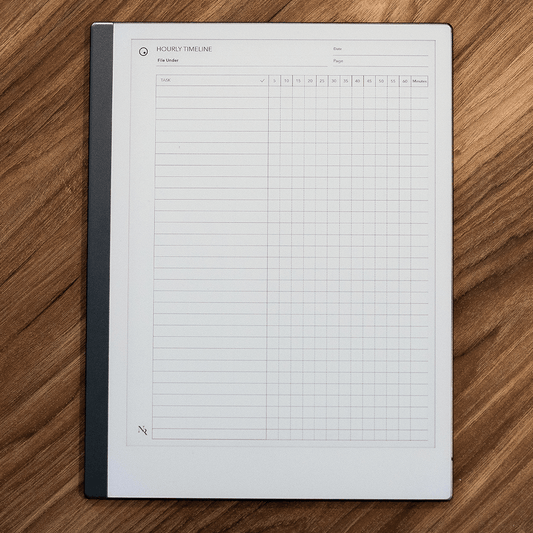 Hourly Timeline - Einkpads - reMarkable Templates