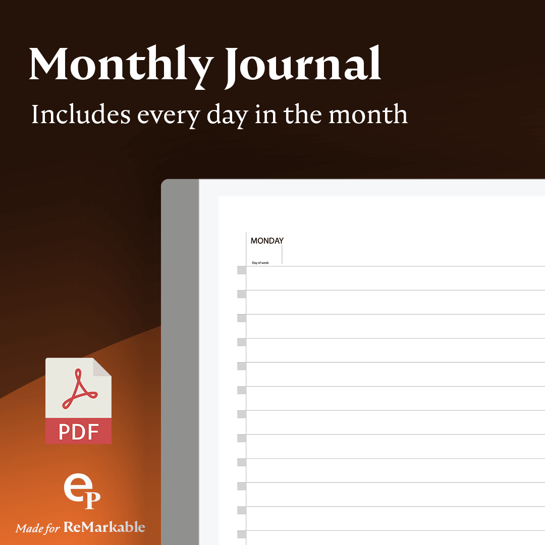 ReMarkable Tablet Monthly Calendar Planner Template Einkpads