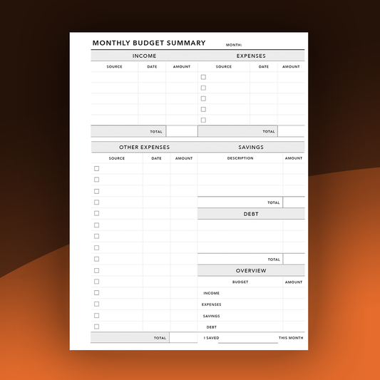 Monthly Budget Summary