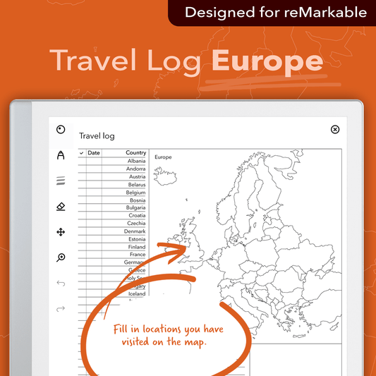 Travel Log - Europe - Einkpads - reMarkable Templates