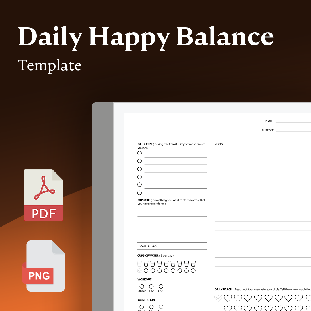 Daily Happy Balance - Einkpads - reMarkable Templates