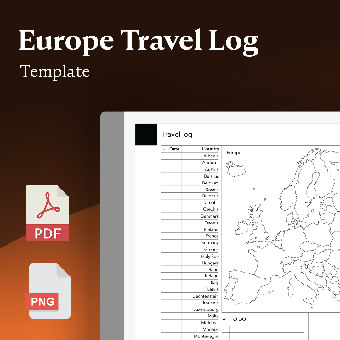 Travel Log - Europe - Einkpads - reMarkable Templates