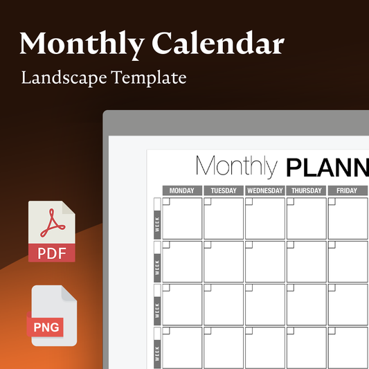 Monthly Calendar Landscape Template - Einkpads - reMarkable Templates