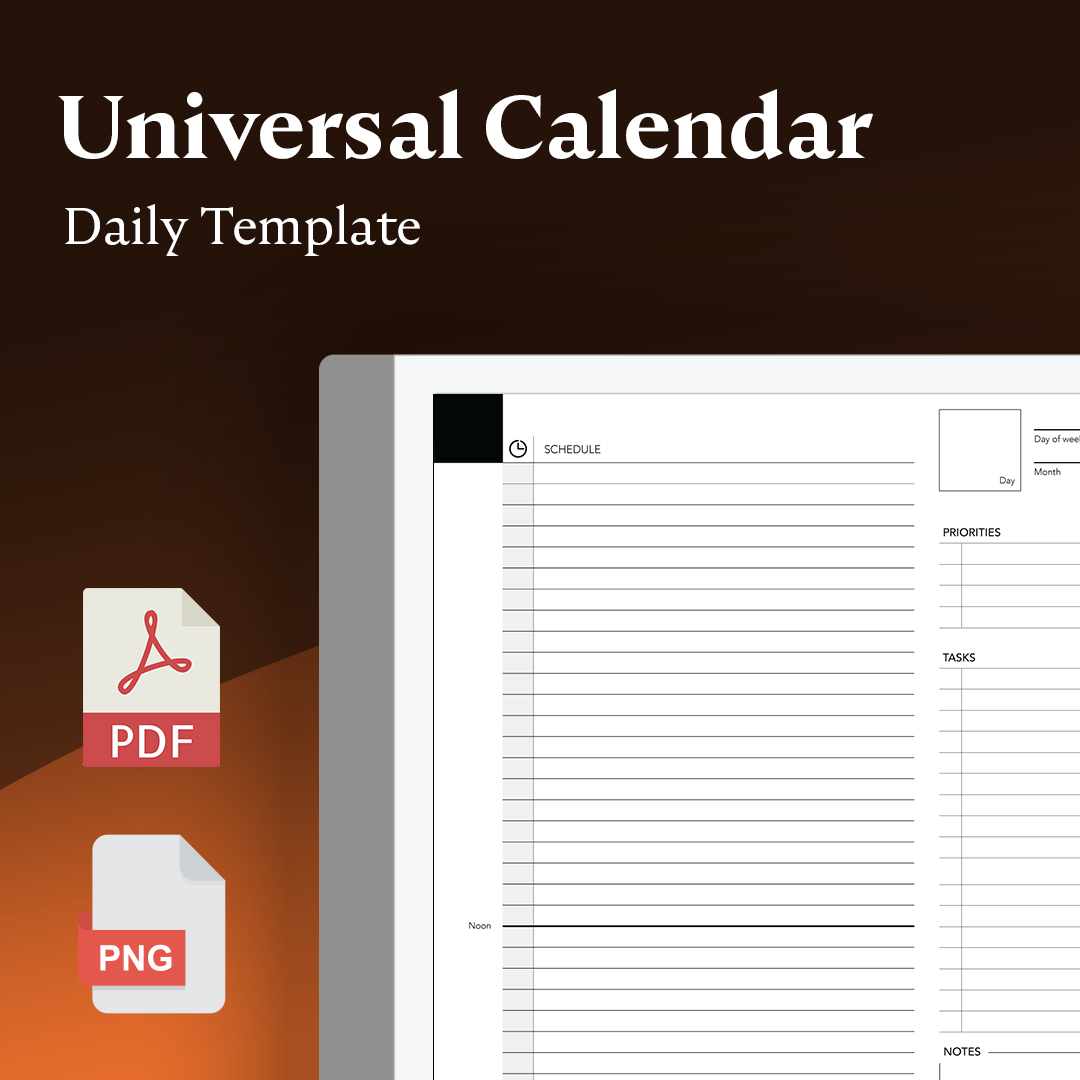 Universal Daily Calendar - Einkpads - reMarkable Templates