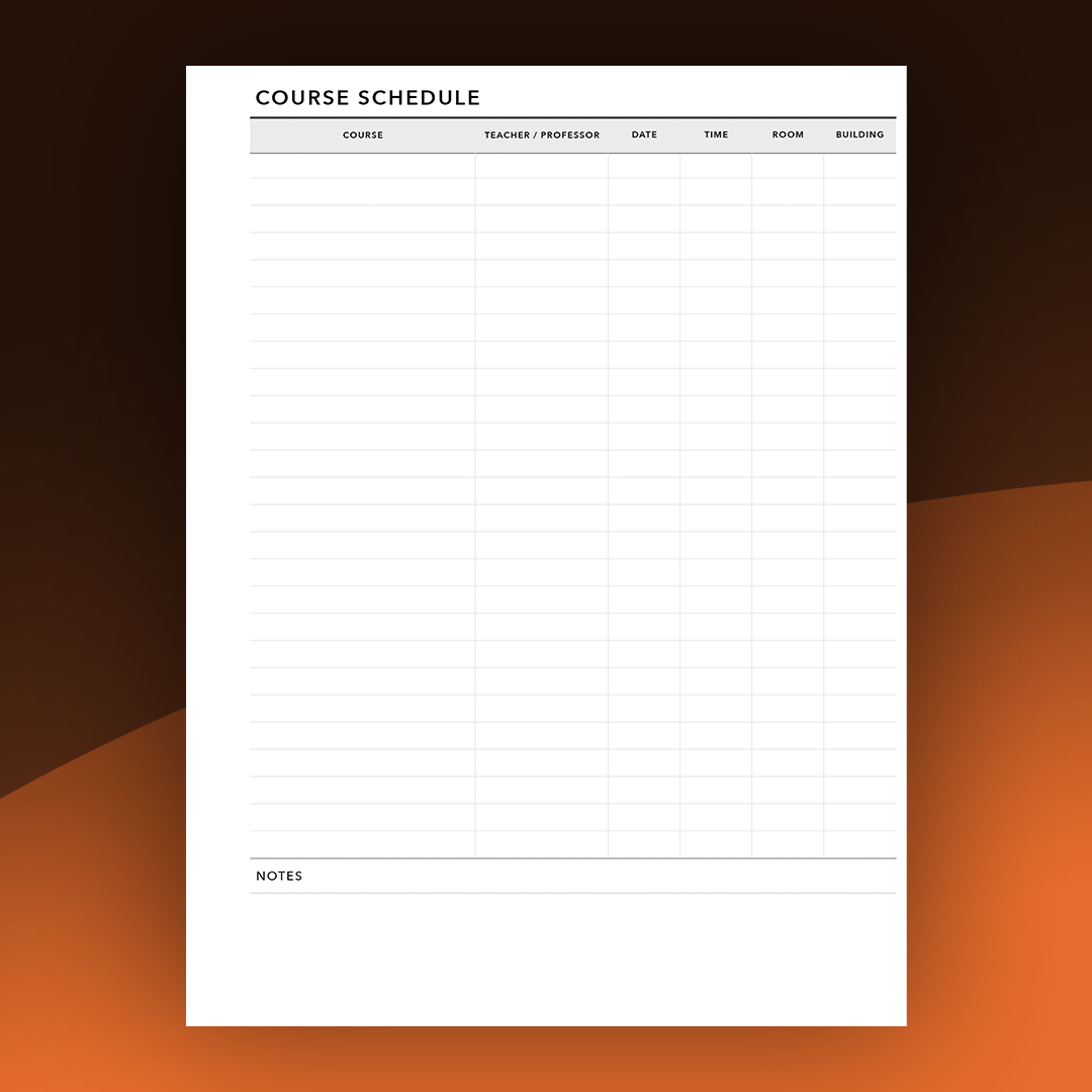 Course Schedule Format ReMarkable Templates - Course Schedule – eInkPads