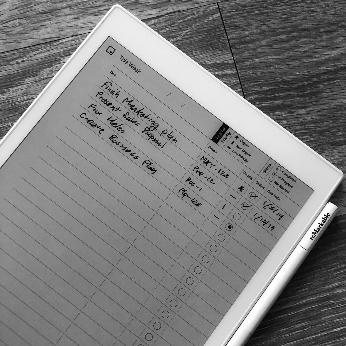 Basic Log Tablet reMarkable tablet - Daily Task Status Log Template – eInkPads