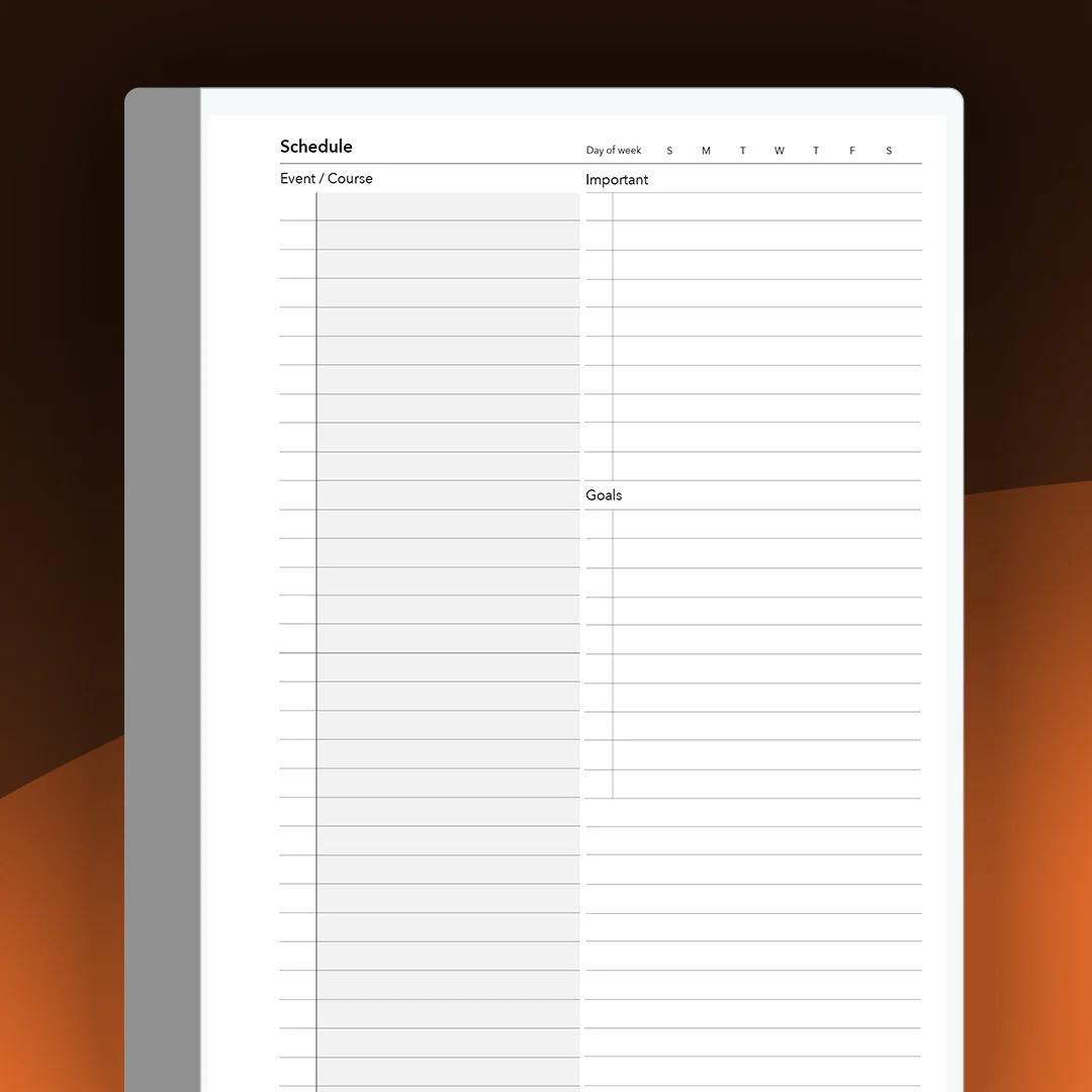 Event Scheduler Planner - Einkpads - reMarkable Templates