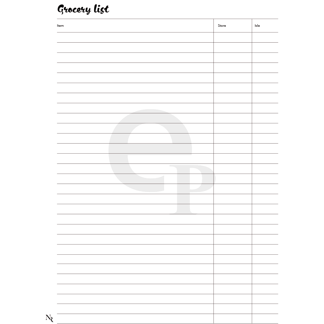 Grocery List Template - Einkpads - reMarkable Templates
