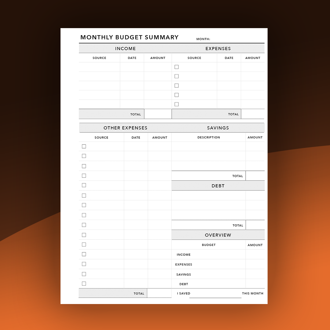 ReMarkable Tablet - Monthly Budget Summary Template – eInkPads