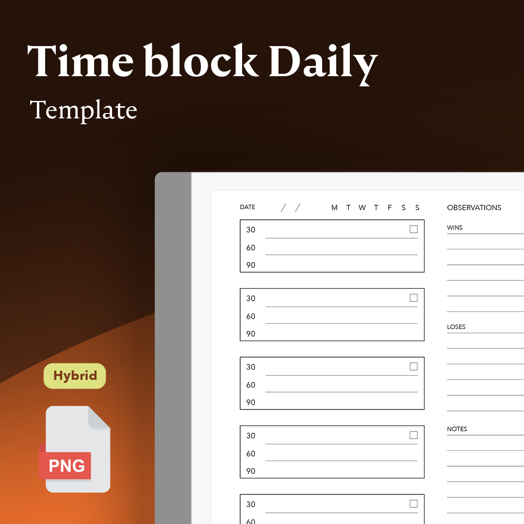 Time block Daily Template - Hybrid