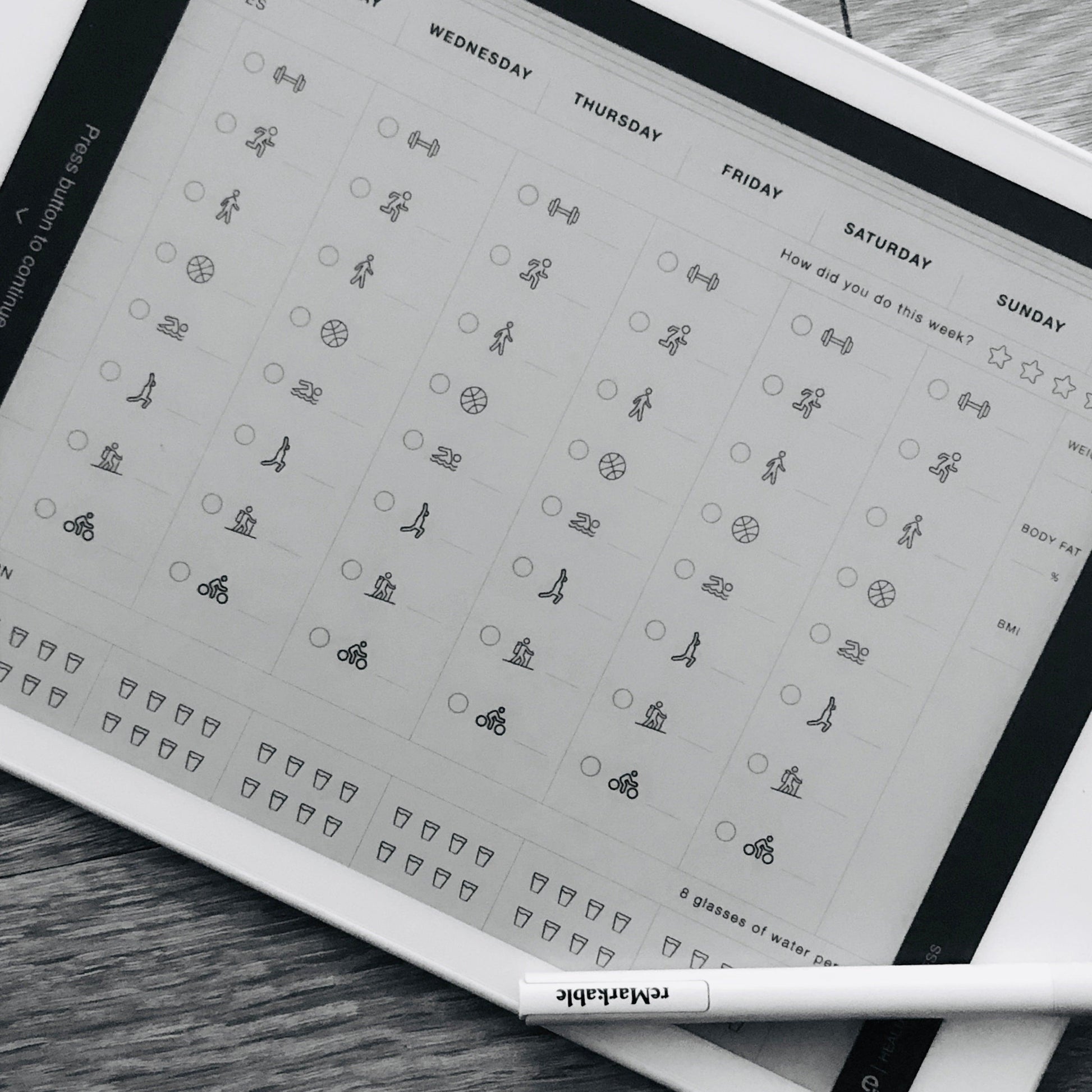 reMarkable tablet - Weekly Fitness Log Template – Einkpads